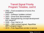 Transit Signal Priority Program Timeline, cont