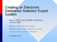 Creating an Electronic Databases Selection Expert System