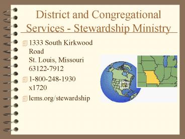District and Congregational Services Stewardship Ministry