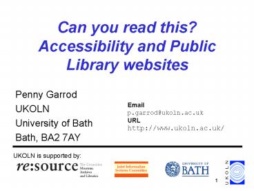 Can you read this? Accessibility and Public Library websites