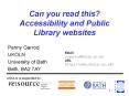 Can you read this? Accessibility and Public Library websites PowerPoint PPT Presentation