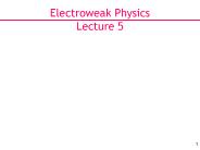 Electroweak Physics Lecture 5