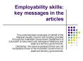 Employability skills: key messages in the articles PowerPoint PPT Presentation