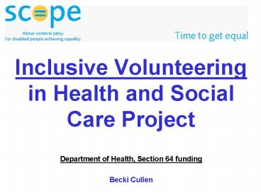 Inclusive Volunteering in Health and Social Care Project