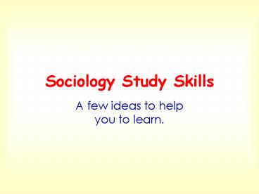 Sociology Study Skills
