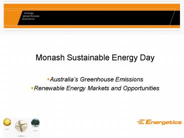 Monash Sustainable Energy Day