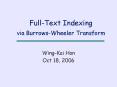 FullText Indexing via BurrowsWheeler Transform PowerPoint PPT Presentation