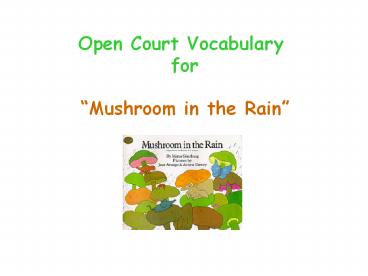 Open Court Vocabulary for