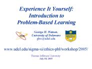 Experience It Yourself: Introduction to Problem-Based Learning