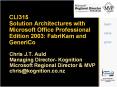 CLI315 Solution Architectures with Microsoft Office Professional Edition 2003: FabriKam and GeneriCo PowerPoint PPT Presentation