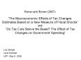 Romer and Romer 2007: The Macroeconomic Effects of Tax Changes: Estimates Based on a New Measure of PowerPoint PPT Presentation
