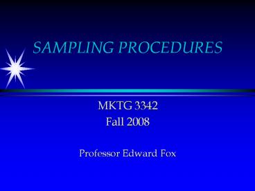 SAMPLING PROCEDURES