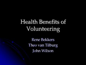 Health Benefits of Volunteering