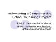 Implementing a Comprehensive School Counseling Program PowerPoint PPT Presentation