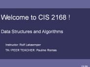 Welcome to CIS 2168 !