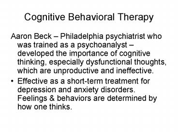 Cognitive Behavioral Therapy