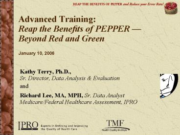 Kathy Terry, Ph'D', Sr' Director, Data Analysis