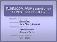 EURESCOM P909 contribution to PINT and SPIRITS