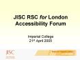 JISC RSC for London PowerPoint PPT Presentation
