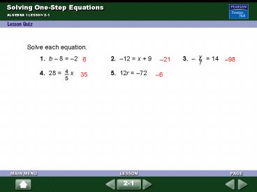 Solving One-Step Equations