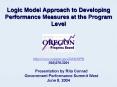 Logic Model Approach to Developing Performance Measures at the Program Level PowerPoint PPT Presentation
