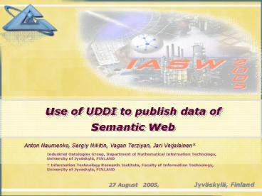 use of UDDI to publish data of semantic web