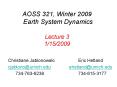 AOSS 321, Winter 2009 Earth System Dynamics Lecture 3 1/15/2009 PowerPoint PPT Presentation