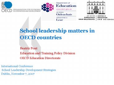 School leadership matters in OECD countries