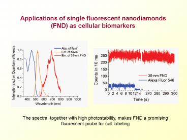 Applications of single fluorescent nanodiamonds FND as cellular biomarkers
