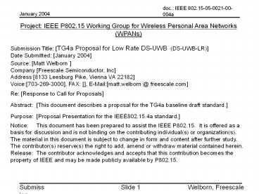 Low Rate UWB for TG4a