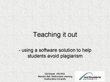 Gill Rowell, JISCPAS,