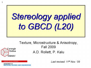 Stereology applied to GBCD L20