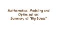 Mathematical Modeling and Optimization: Summary of Big Ideas PowerPoint PPT Presentation