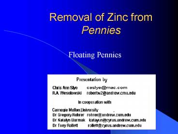 Removal of Zinc from Pennies