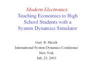 Modern Electronics: Teaching Economics to High School Students with a System Dynamics Simulator