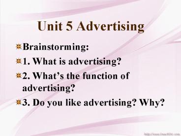 Unit 5 Advertising