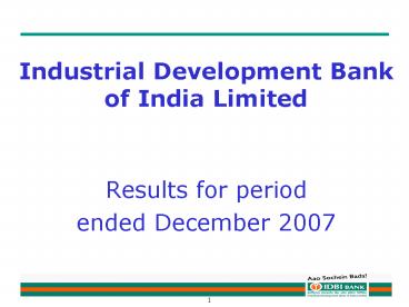 Industrial Development Bank of India Limited