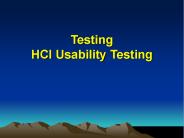 Testing HCI Usability Testing