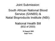 Joint Submission:  South African National Blood Service (SANBS)