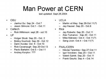 Man Power at CERN last updated: Sept'26,2004