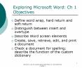 Exploring Microsoft Word: Ch 1 Objectives PowerPoint PPT Presentation