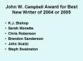 John W. Campbell Award for Best New Writer of 2004 or 2005 PowerPoint PPT Presentation