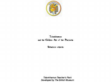 Tutankhamun Teachers Pack