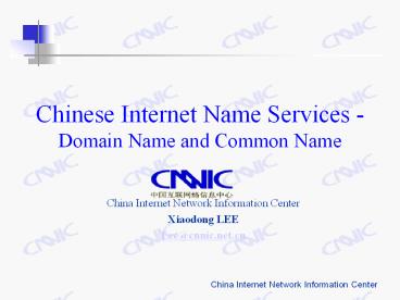 Chinese Internet Name Services -Domain Name and Common Name
