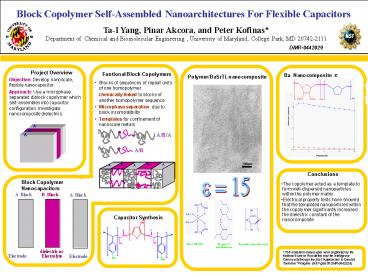 Block Copolymer Self-Assembled Nanoarchitectures For Flexible Capacitors