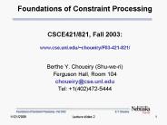 Foundations of Constraint Processing