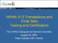 HIPAA X12 Transactions and Code Sets Testing and Certification PowerPoint PPT Presentation