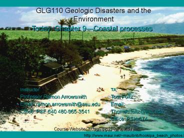GLG110 Geologic Disasters and the Environment