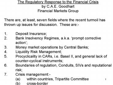 The Regulatory Response to the Financial Crisis