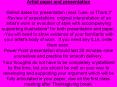 Artist paper and presentation Select dates for presentation next Tues' or Thurs' Review of expectati PowerPoint PPT Presentation